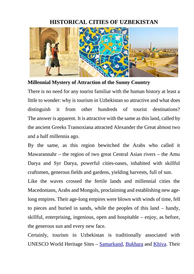 HISTORICAL CITIES OF UZBEKISTAN