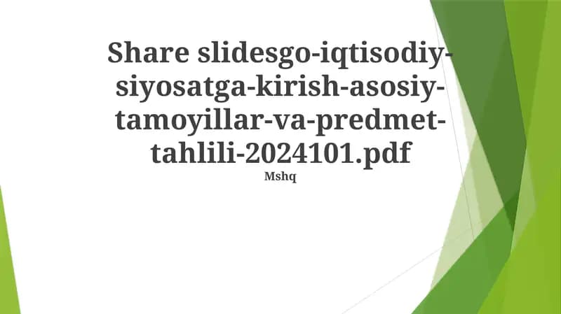 Iqtisodiy Siyosatga Kirish