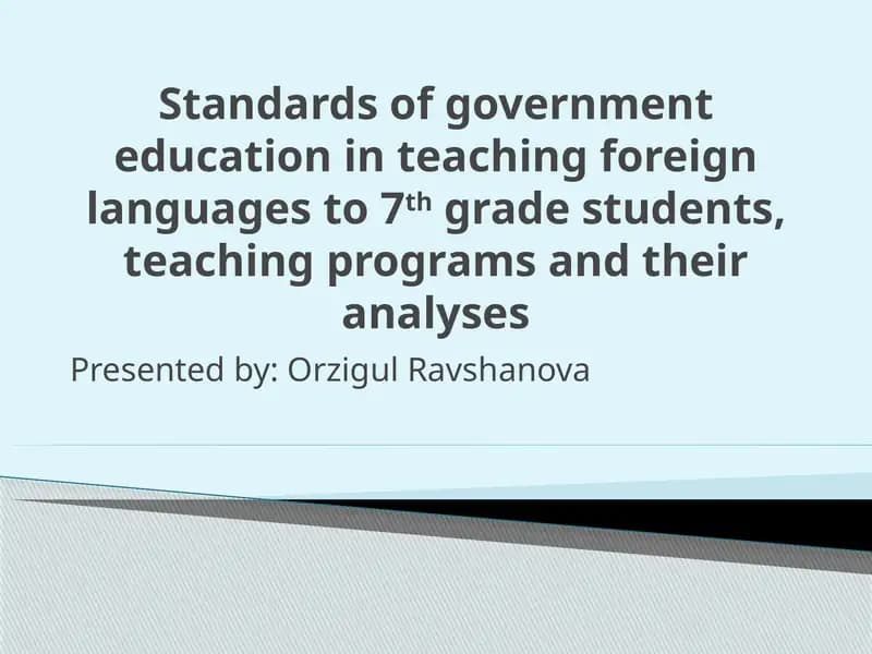 Standards of government education in teaching foreign languages to 7th-grade students