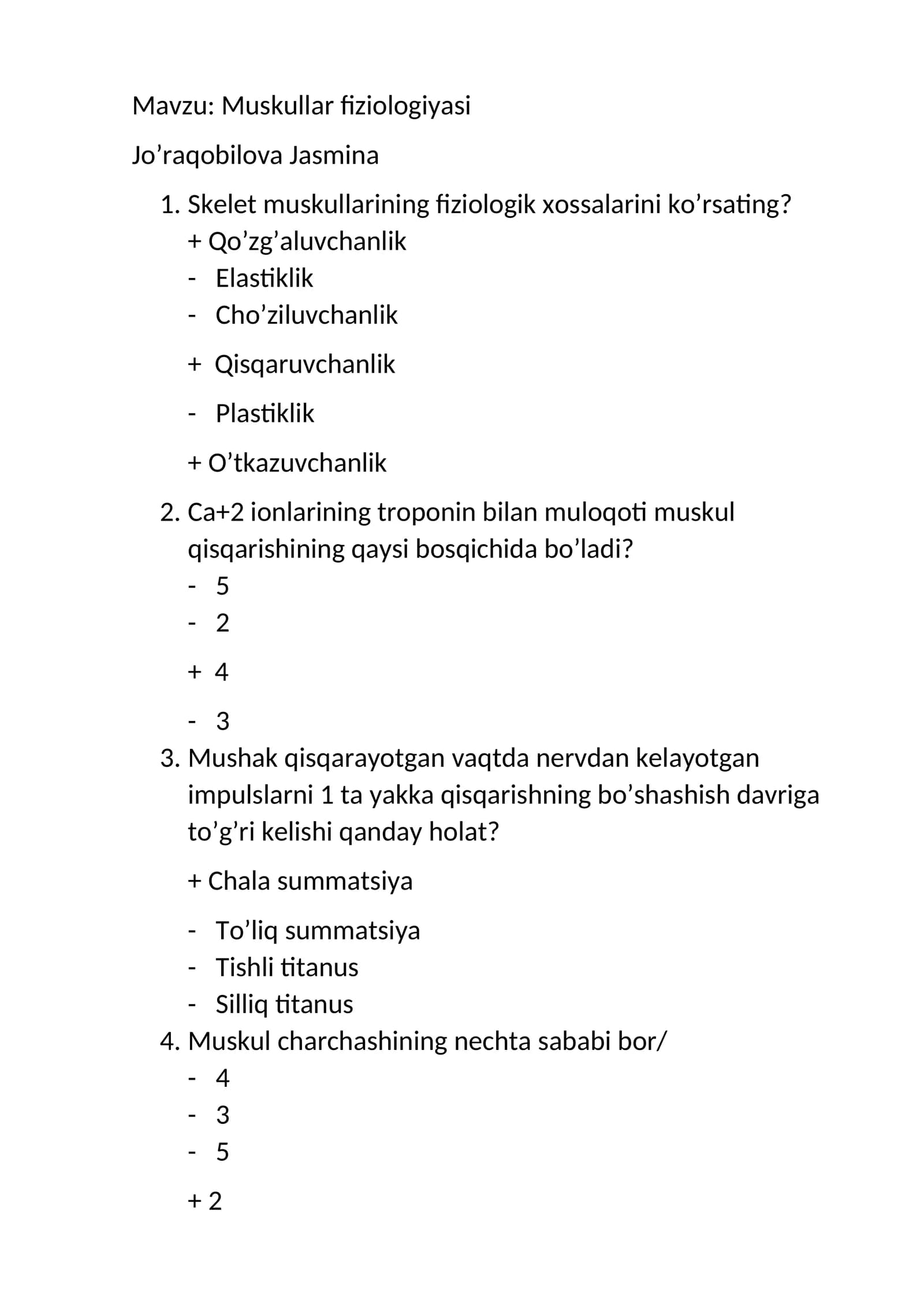 Muskullar fiziologiyasi