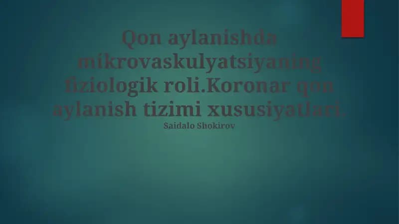 Yurak qon aylanish tizimi
