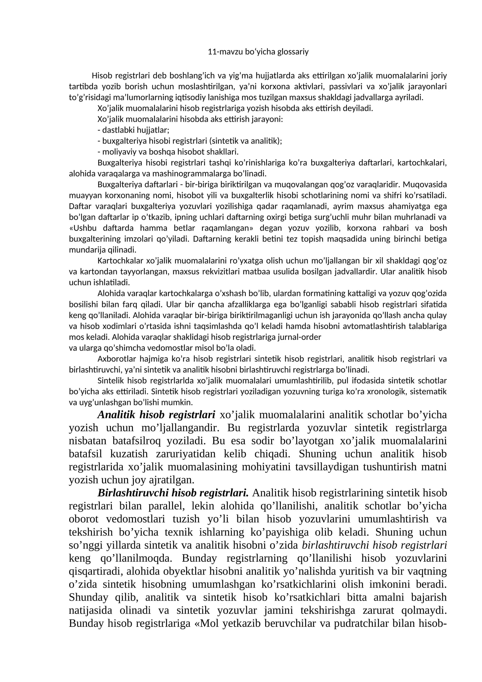 11-mavzu bo‘yicha glossariy