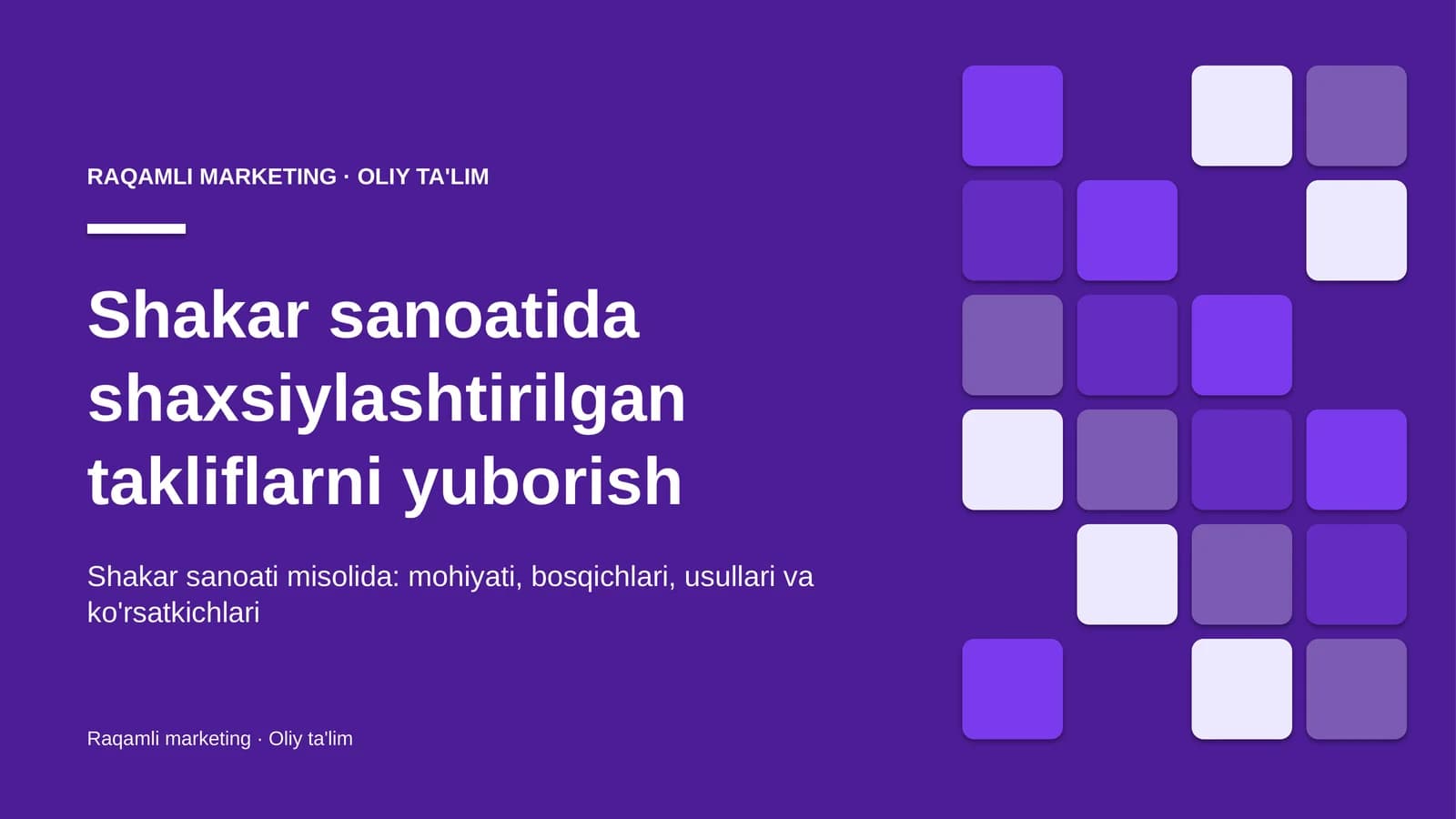 shakar sanoatida shaxsiylashtirilgan takliflarni yuborish 8997