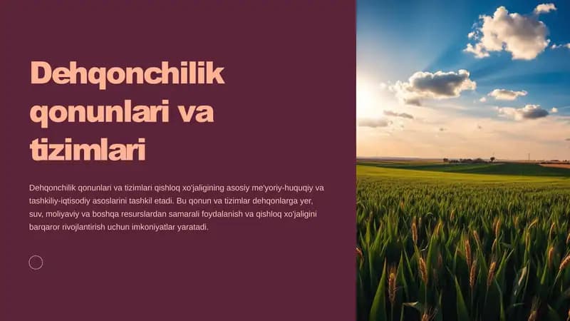 Dehqonchilik qonunlari va tizimlari
