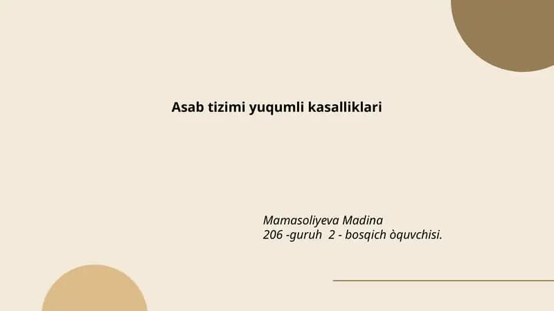 Asab tizimi yuqumli kasalliklari