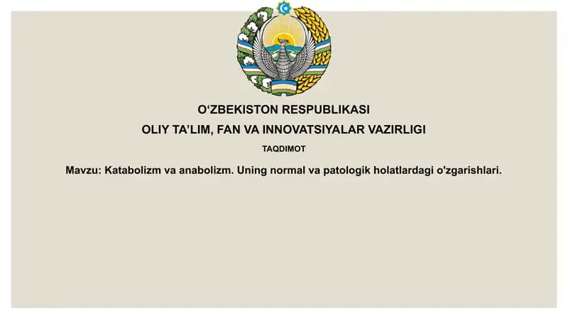 Katabolizm va anabolizm