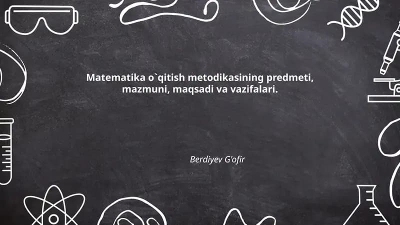 Matematika o'qitish metodikasi