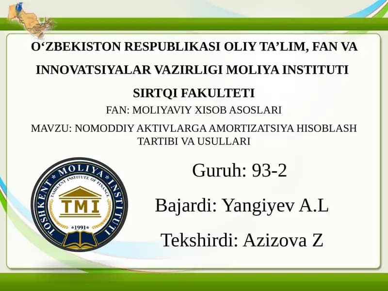 Asosiy vositalarning amortizatsiyasi (eskirishi)