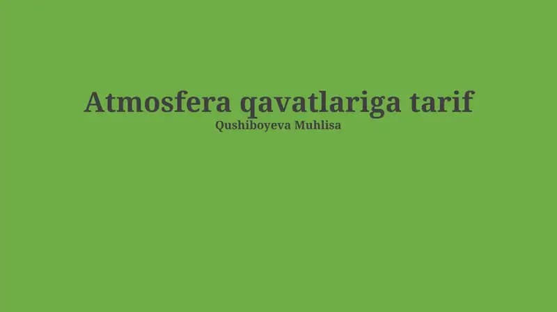 Atmosfera qavatlariga tarif