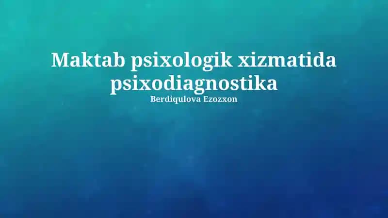 Psixologik Baholash Usullari