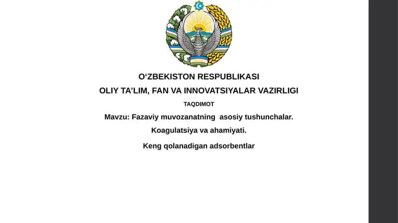 Fazaviy muvozanatning asosiy tushunchalar