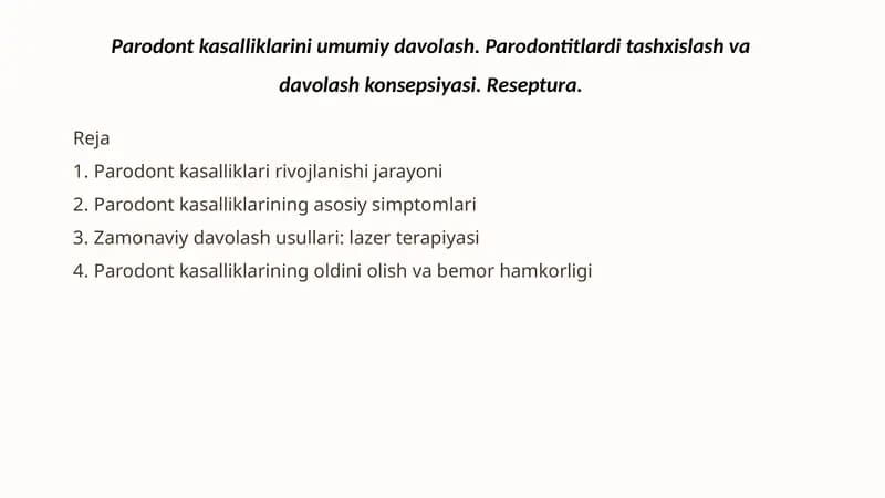 Parodontkasalliklarining Umumiy Davolash