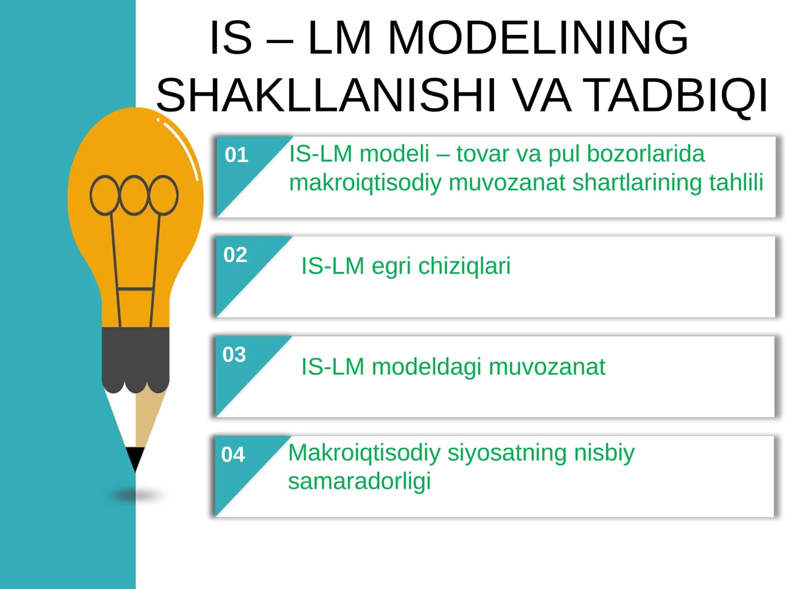 IS - LM MODELINING SHAKLLANISHI VA TADBIQI