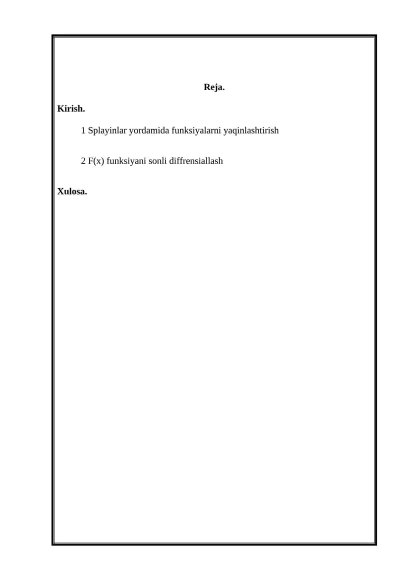 Interpolyatsion kubik splaynlar
