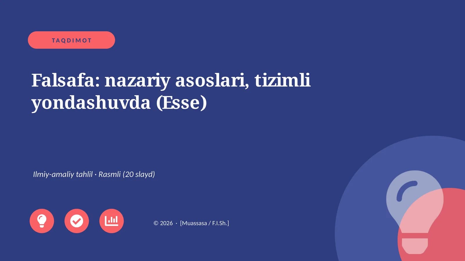 Falsafa: nazariy asoslari, tizimli yondashuvda (Esse)