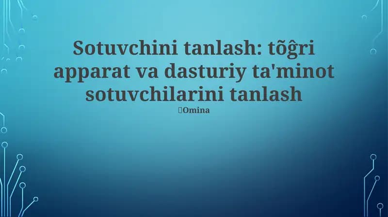 Yetkazgich tanlash mezonlari