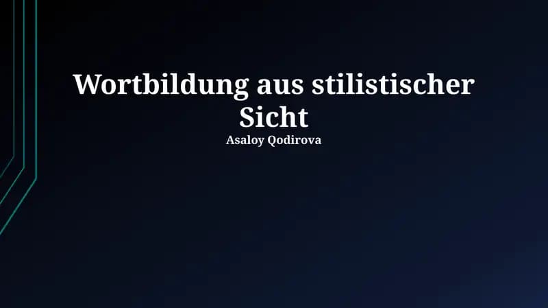 Wortbildung aus stilistischer Sicht