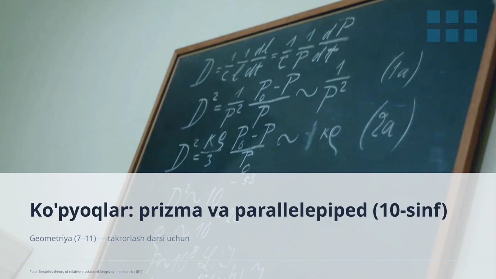 Ko'pyoqlar: prizma va parallelepiped (10-sinf)