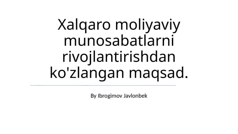 Barqaror Jahon Iqtisodiy O'sishi