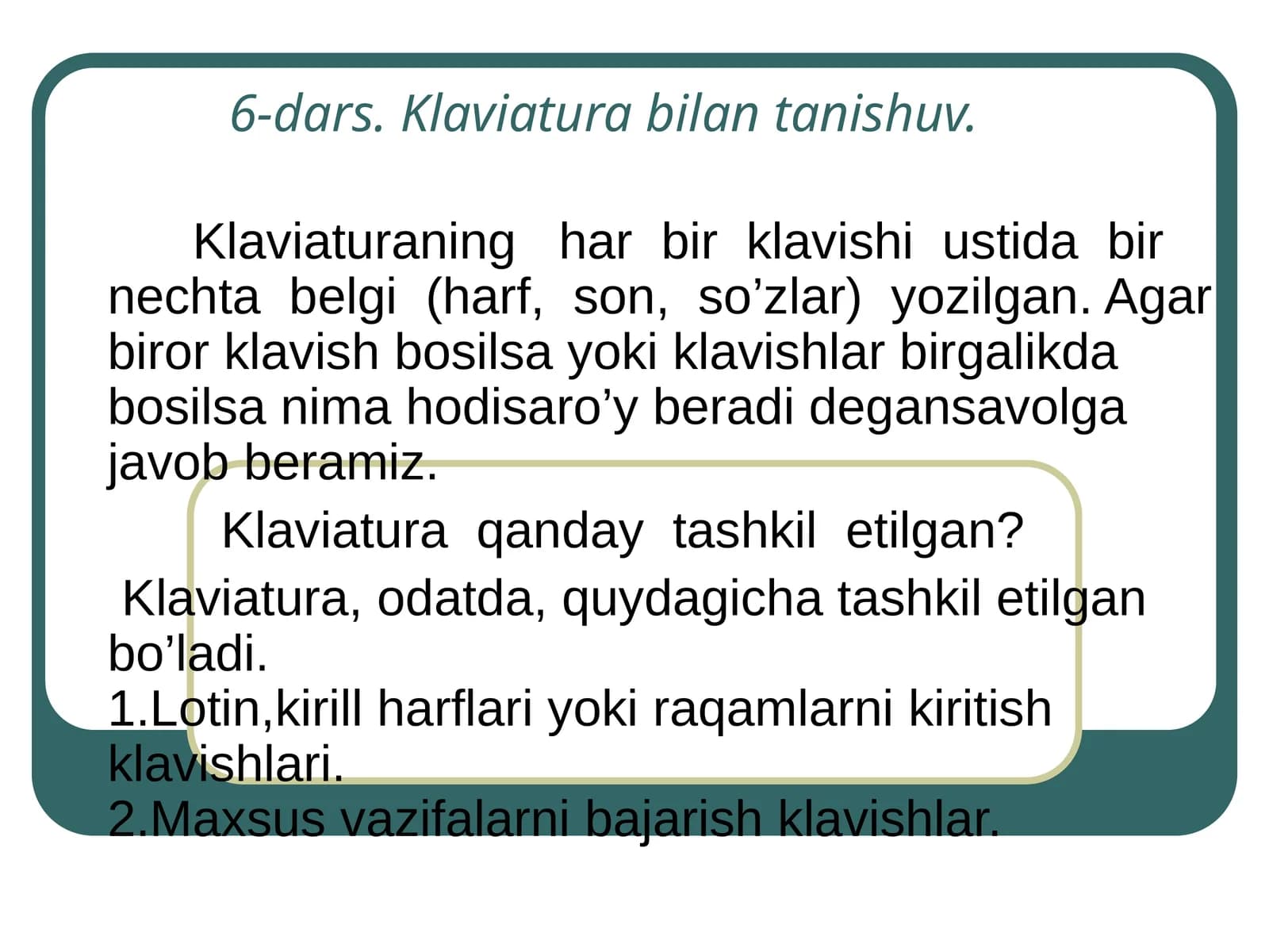 Klaviatura bilan tanishuv