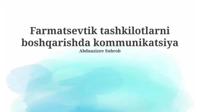 Farmatsevtika tashkilotlarida aloqa