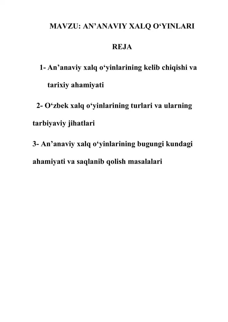 AN’ANAVIY XALQ O‘YINLARI