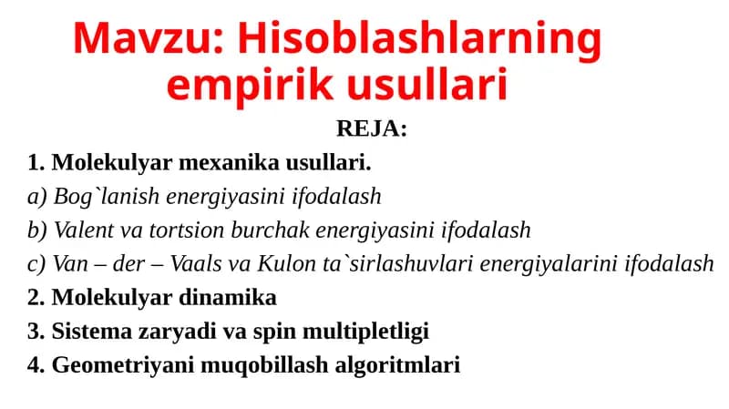 Hisoblashlarning empirik usullari