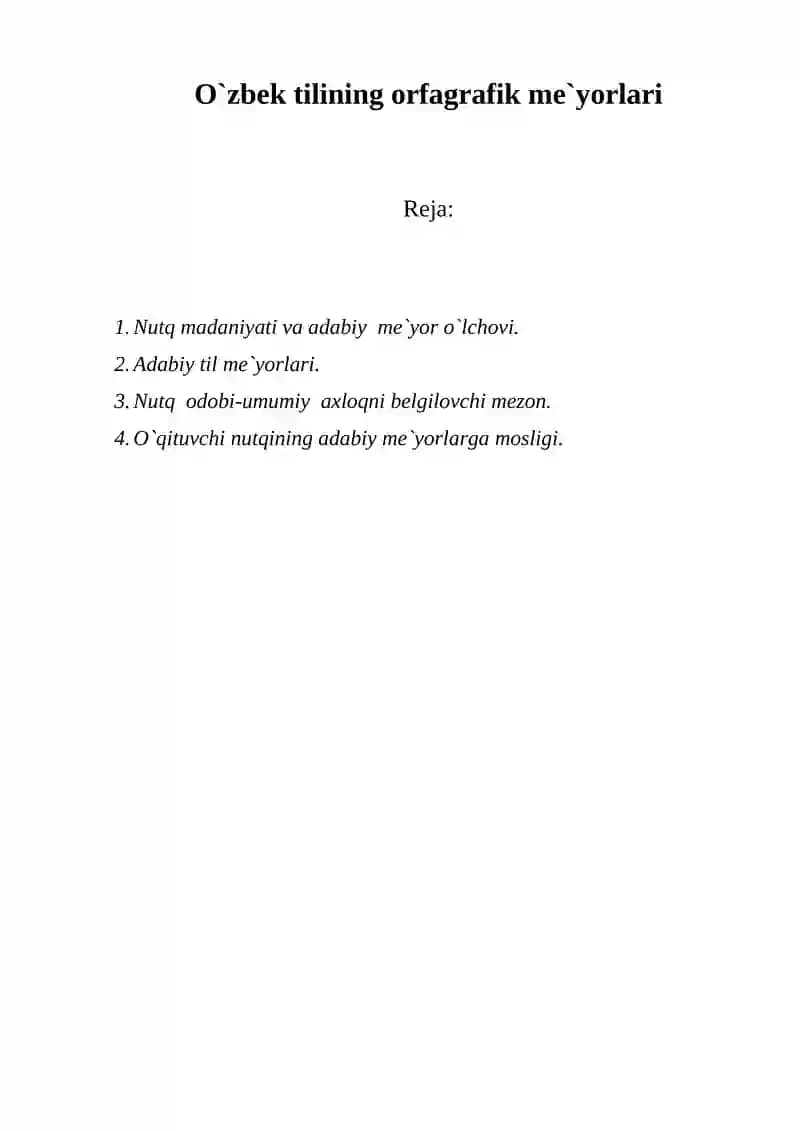 O`zbek tilining orfagrafik me`yorlari