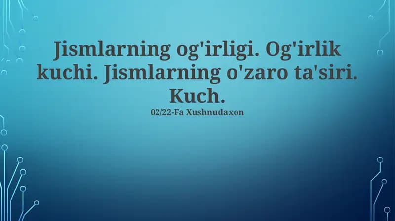 Jismlarning og'irligi