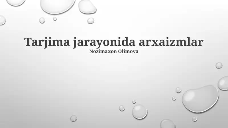 Arxaizm Tarjimadagi Muammolar