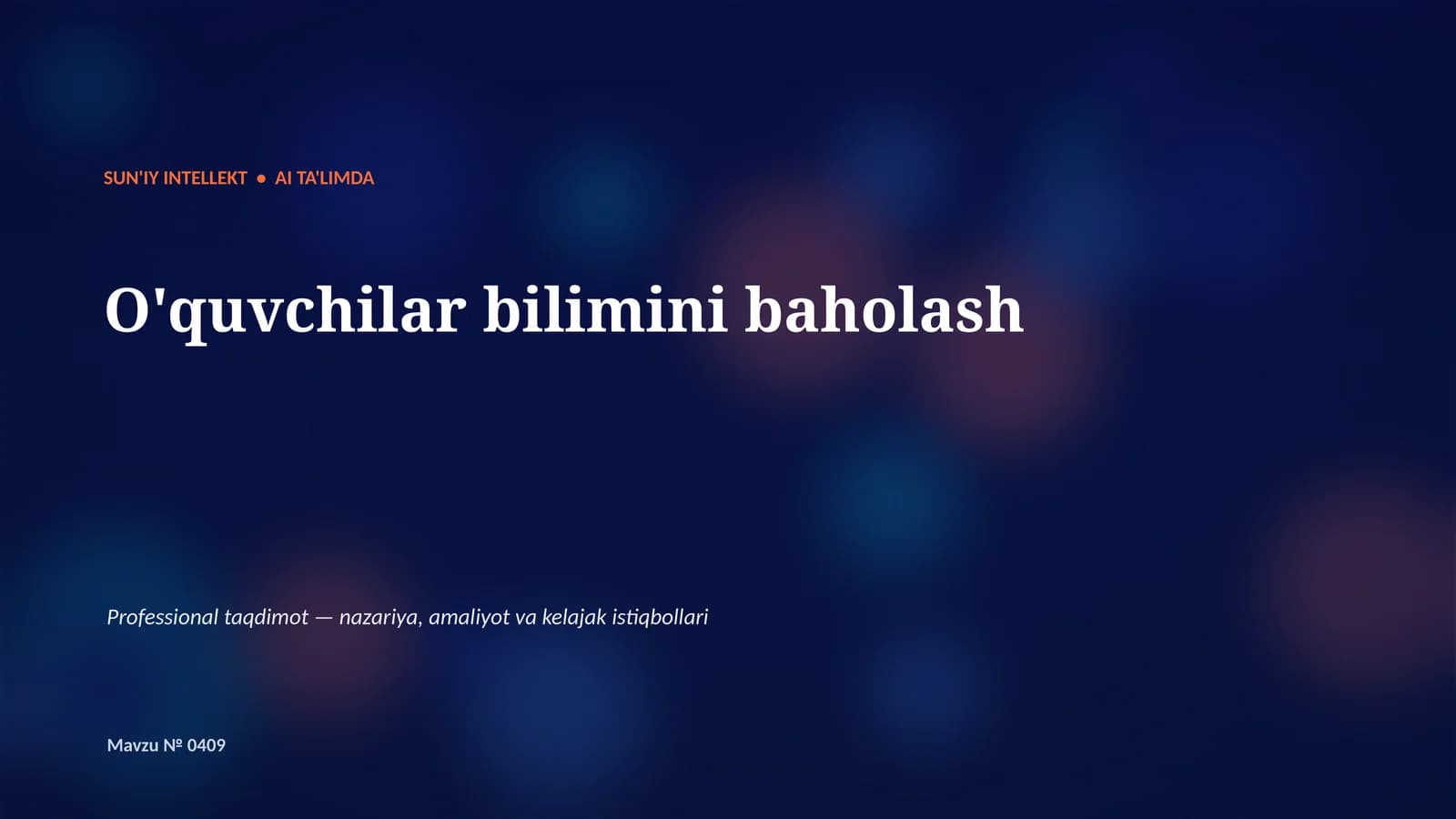 Professional taqdimot — nazariya, amaliyot va kelajak istiqbollari