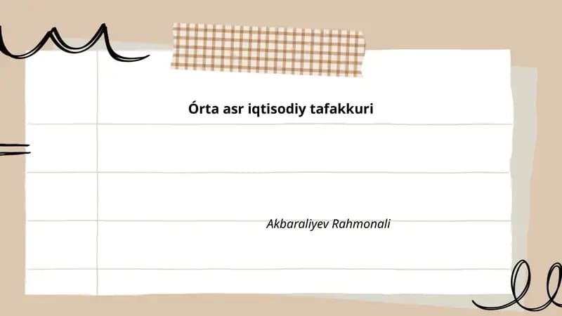 Órta asr iqtisodiy tafakkuri