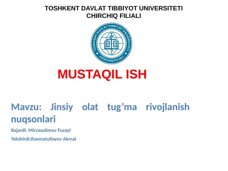 Jinsiy olat tug’ma rivojlanish nuqsonlari