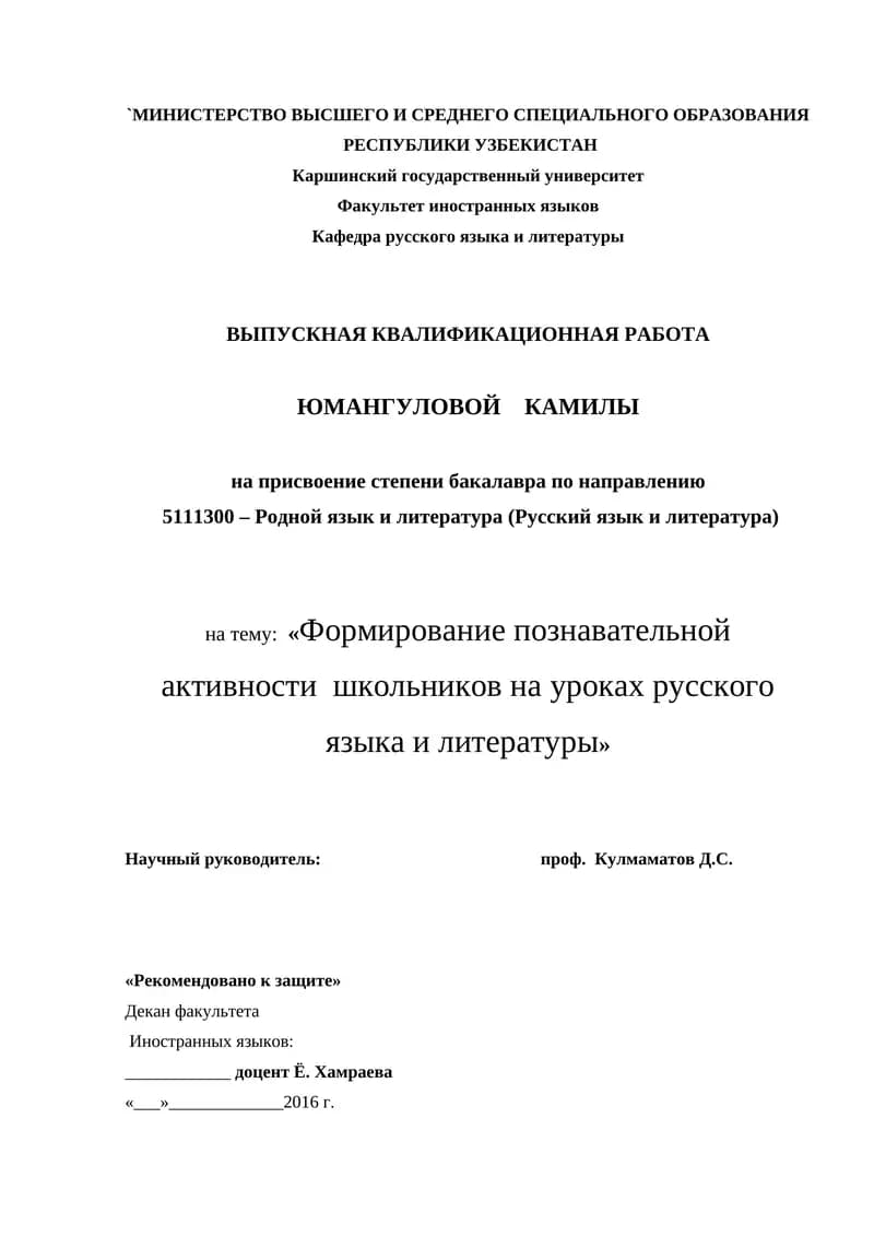 Выпускная квалификационная работа
