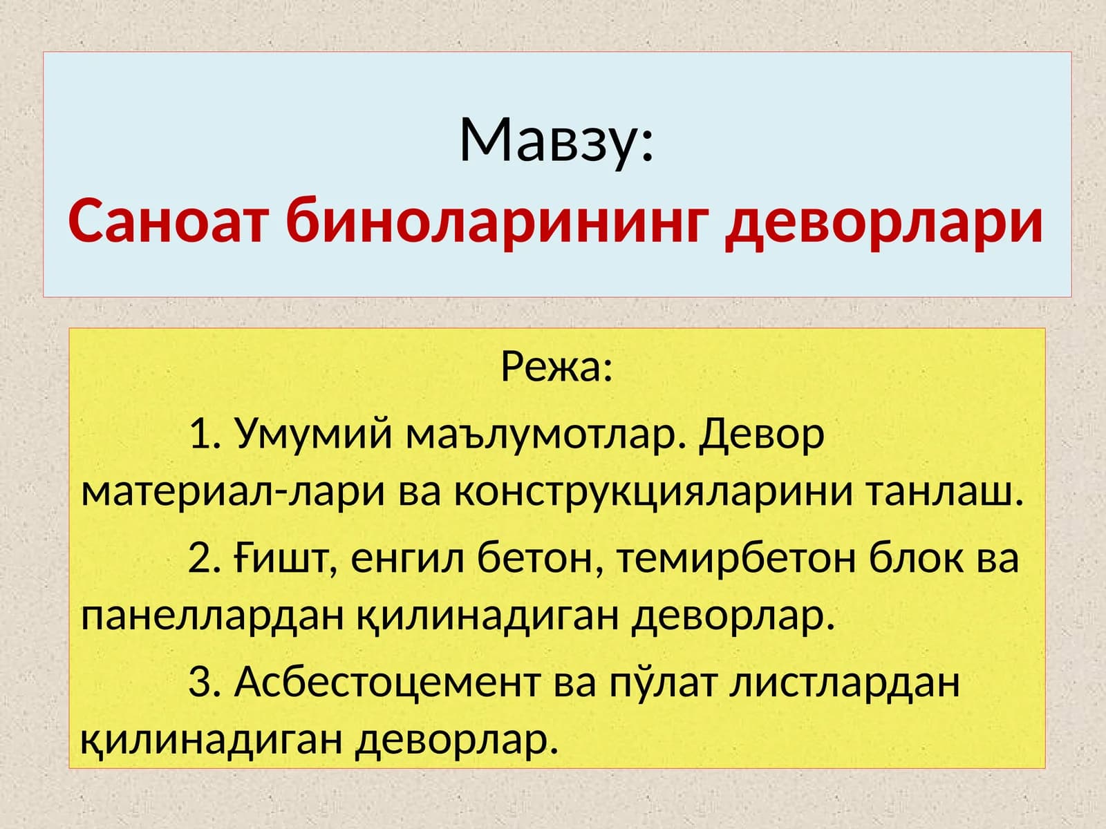 Саноат биноларининг деворлари