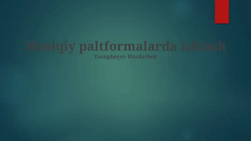 Musiqiy platformalarda ishlash