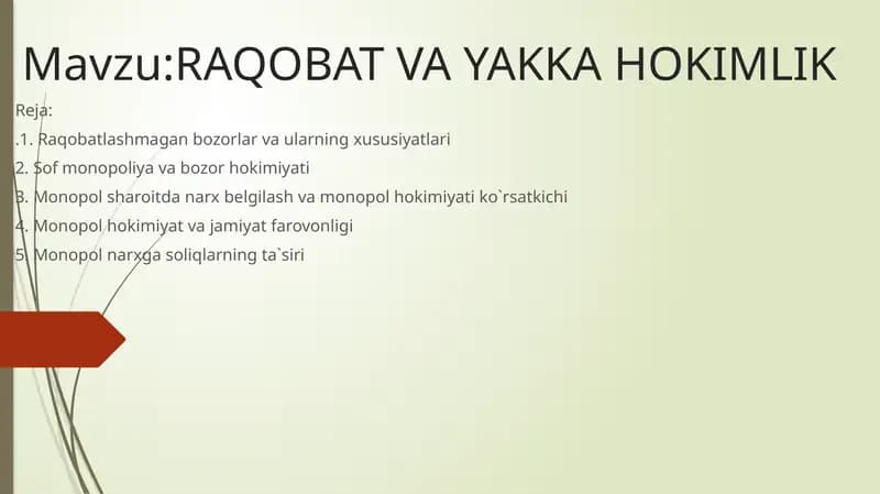 RAQOBATVA YAKKA HOKIMLIK
