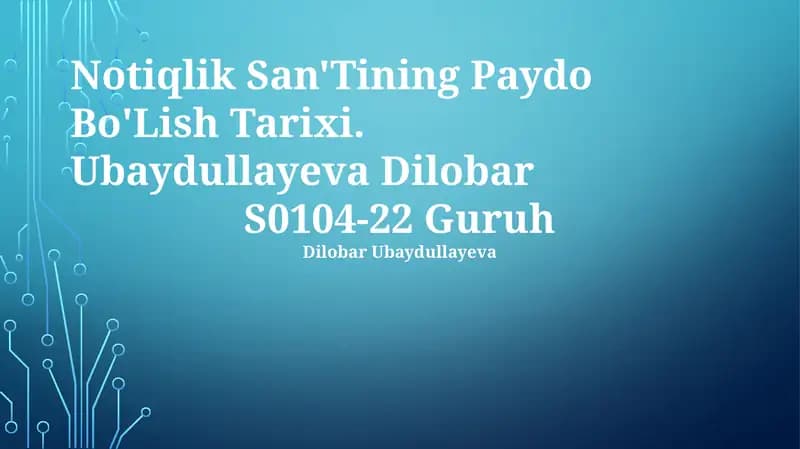 Notiqlik San'Tining Paydo Bo'Lish Tarixi