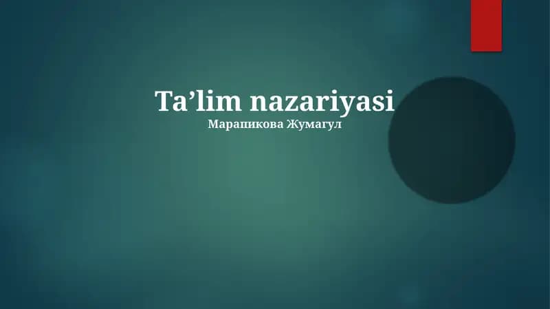 Taʼlim nazariyasi
