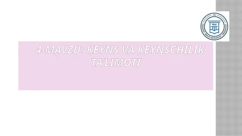 Keyns va keynschilik ta’limoti
