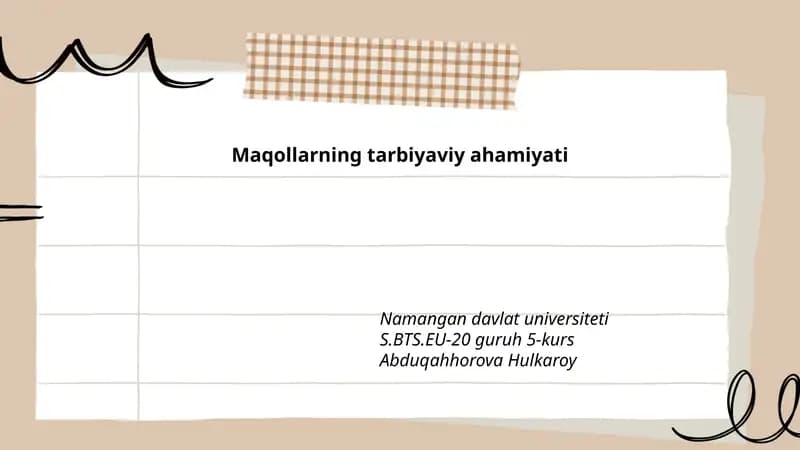 Maqollarning tarbiyaviy ahamiyati