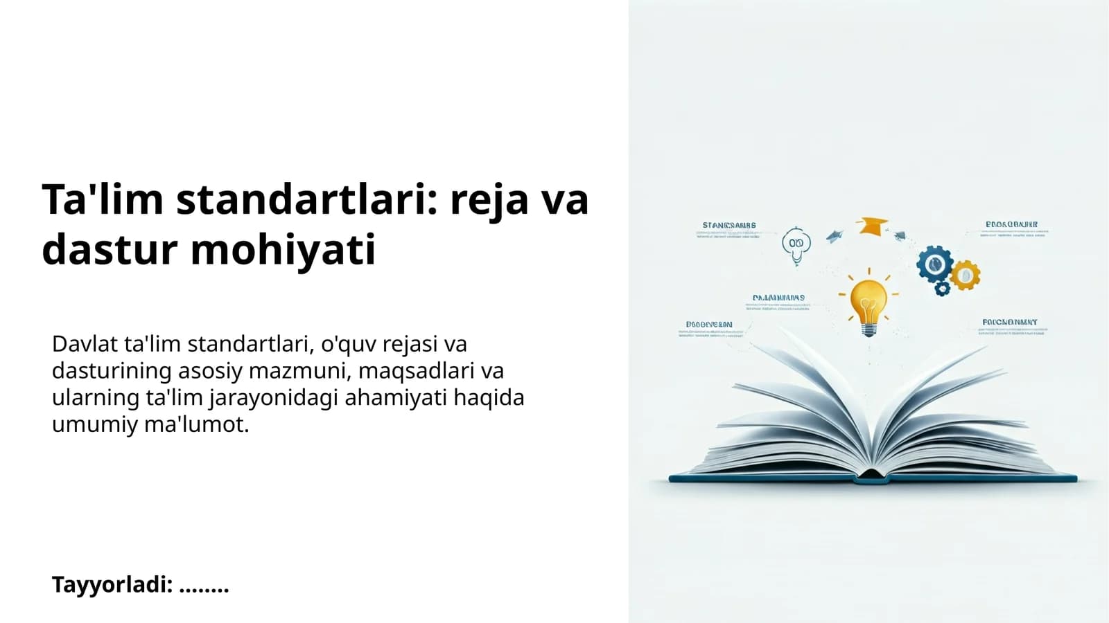 Ta'lim standartlari: reja va dastur mohiyati
