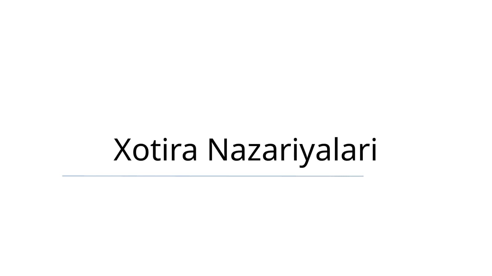 Xotira Nazariyalari