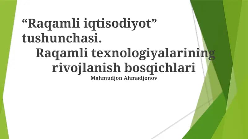 Raqamli iqtisodiyot