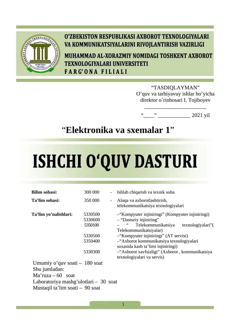 Elektronika va sxemalar 1