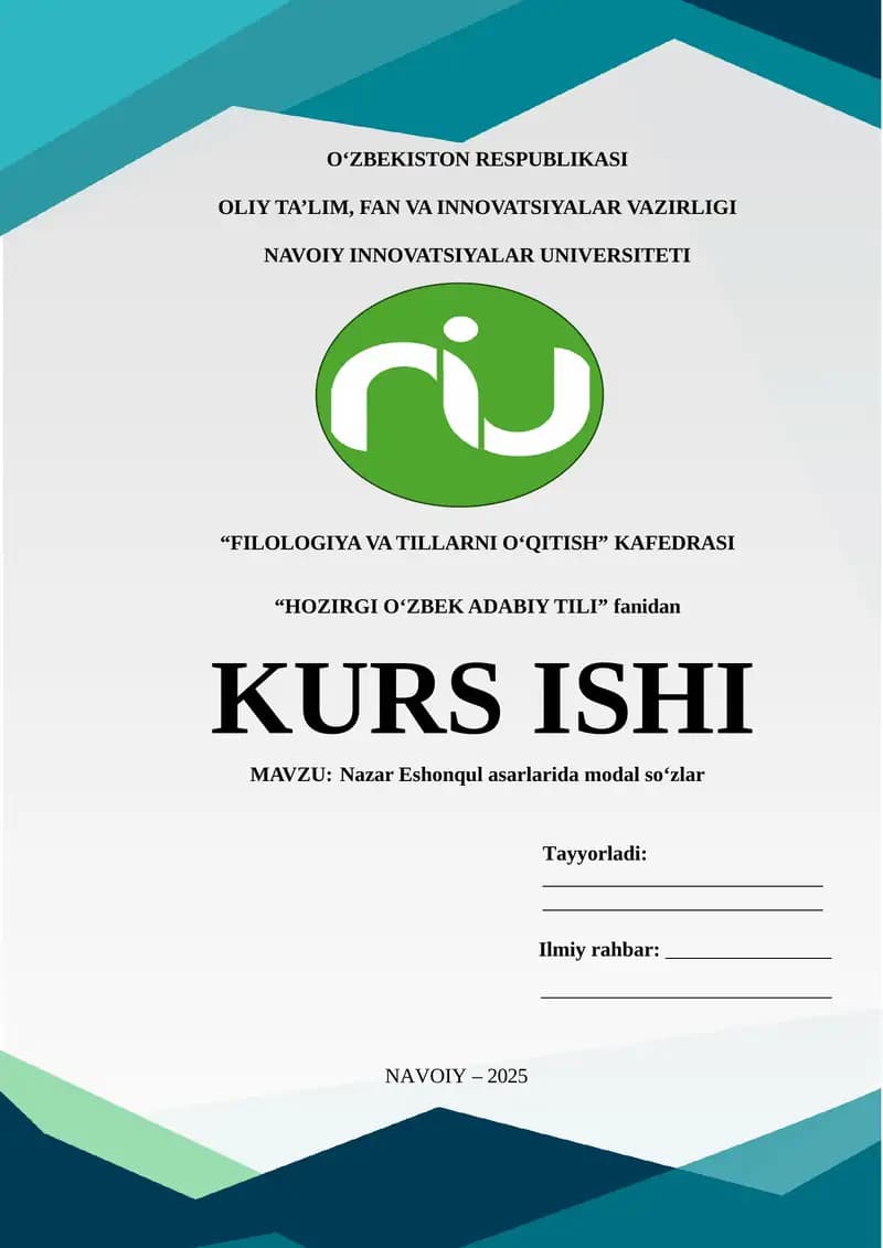 Nazar Eshonqul asarlarida modal soʻzlar