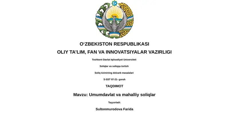 Umumdavlat va mahalliy soliqlar