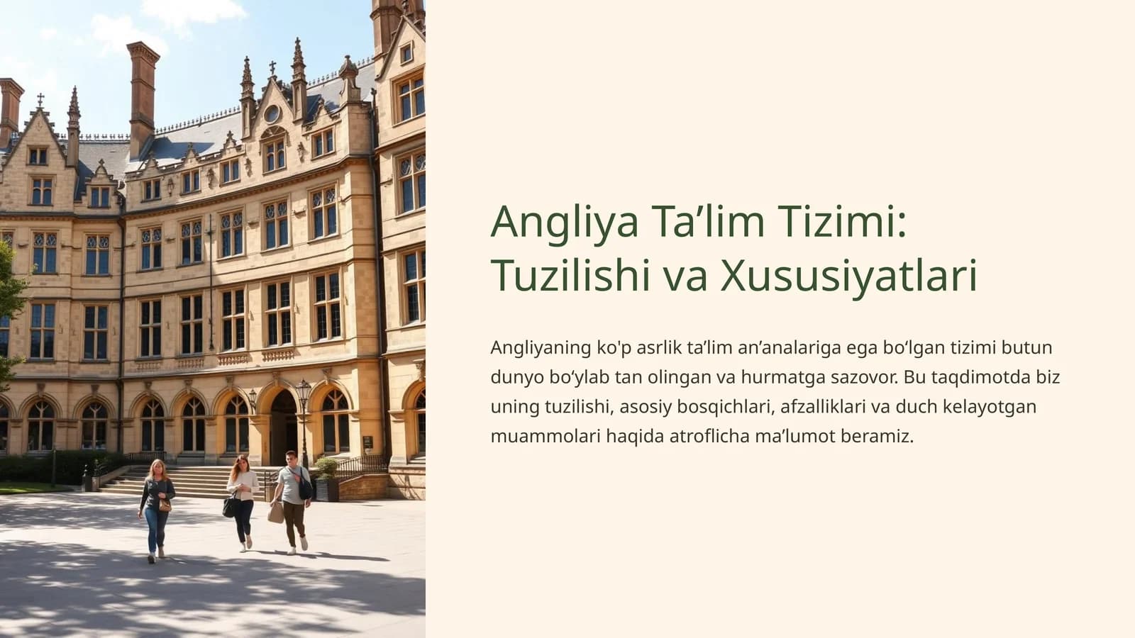 Angliya Ta’lim Tizimi: Tuzilishi va Xususiyatlari
