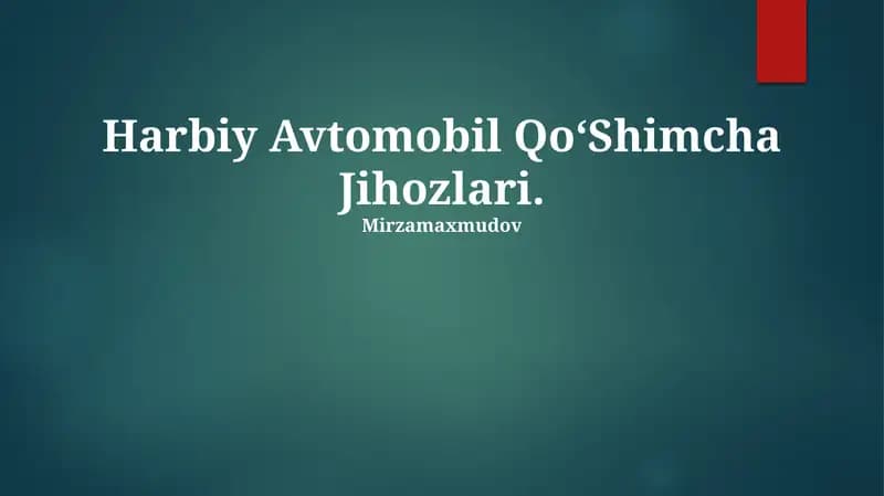 Harbiy Avtomobil QoʻShimcha Jihozlari
