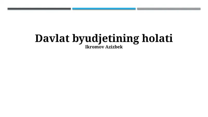 Davlat byudjetining holati